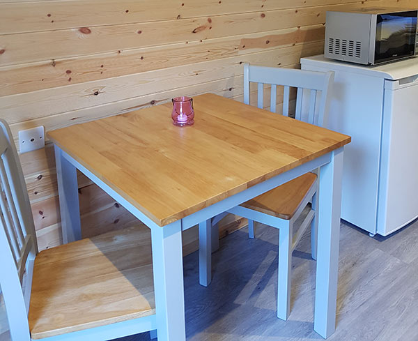 The kitchenette in the holiday pods