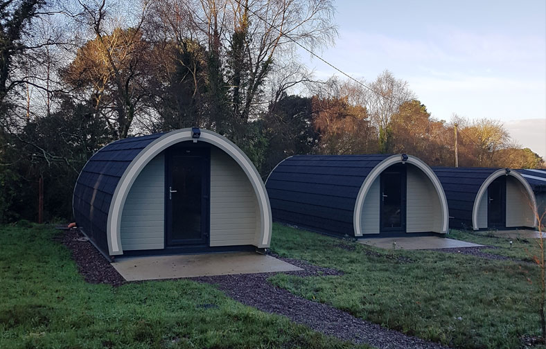 There are three holiday pods in the camp site in co cork